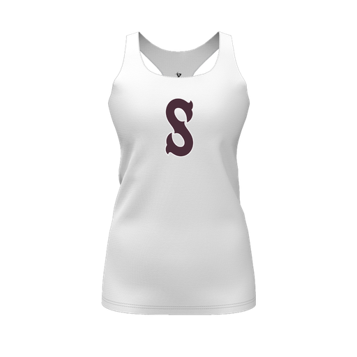 [FT0TRBWH-FYS-LOGO1] Decker Racerback Tank Top (Female Youth S, White, Logo 1)