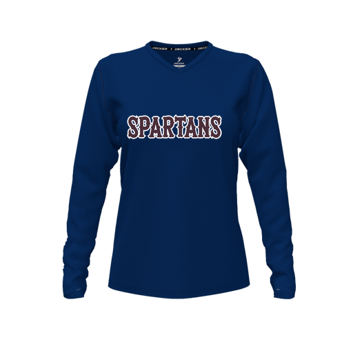 [FTLVCFNV-FYXS-LOGO2] Decker Comfort T-Shirt (Female Youth XS, Navy, V Neck, Logo 2, Long Sleeve)