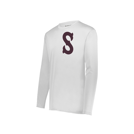 [222823.005.S-LOGO1] Youth LS Smooth Sport Shirt (Youth S, White, Logo 1)