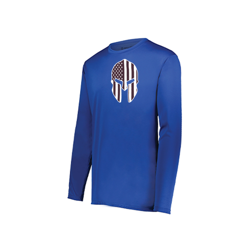 [222823.060.S-LOGO3] Youth LS Smooth Sport Shirt (Youth S, Royal, Logo 3)