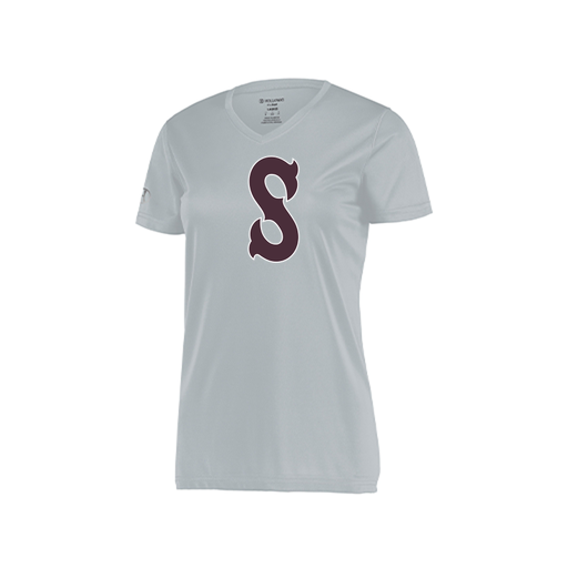 [222820.099.S-LOGO1] Ladies Movement Dri Fit Shirt (Female Adult S, Silver, Logo 1)