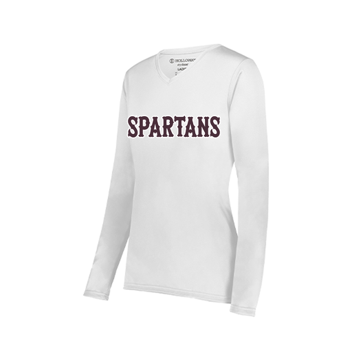 [222824.005.S-LOGO2] Ladies LS Smooth Sport Shirt (Female Adult S, White, Logo 2)