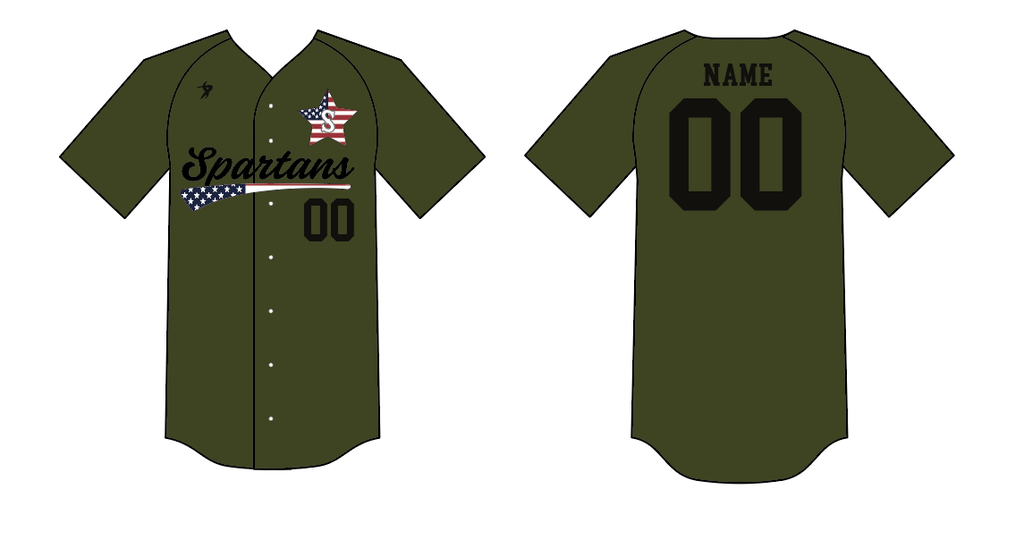 Spartans Baseball  Army Green Jersey